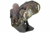 Wide Amethyst Stalactite Formation On Metal Stand - Uruguay #128082-1